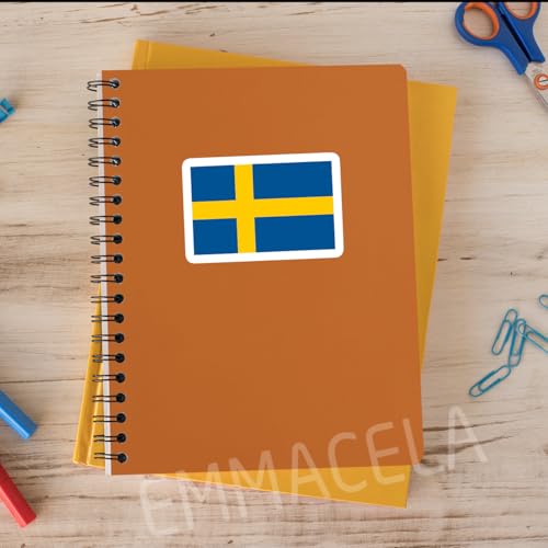 Image of (3PCS) Sweden Flag stickers, Countries Flag Stickers - Waterproof Vinyl Decals For Laptops, Tumblers, Water Bottles, Books, Scrapbooks, Size 3 x 2 Inch