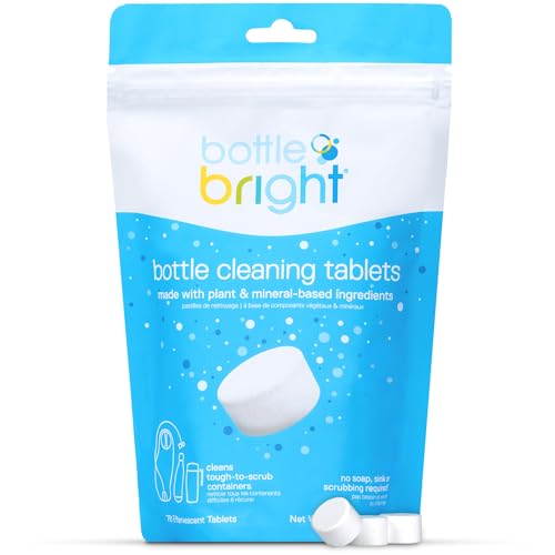 BOTTLE BRIGHT Bulk Pack (78 Tablets) - All Natural, Safe, Free of Harmful Ingredients - Water Bottle & Hydration Pack Cleaning Tablets Clear