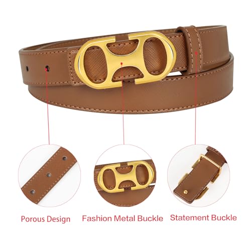 Image of Aurolran Women's Leather Belt with Buckle - Ideal for Dresses, Jeans, and Coats