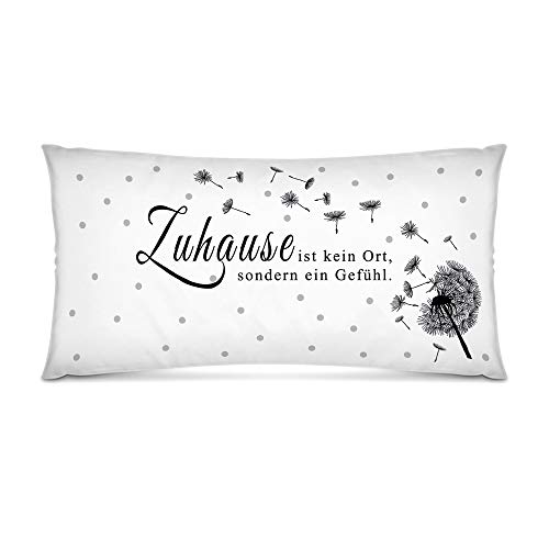 PR Print Royal XXL-Deko-Kissen mit Spruch Zuhause ist kein Ort - 80 x 40 cm/Geschenk-Idee/Wohnen/Dekoration/Familie/Kopf-Kissen - inkl. Kissenfüllung