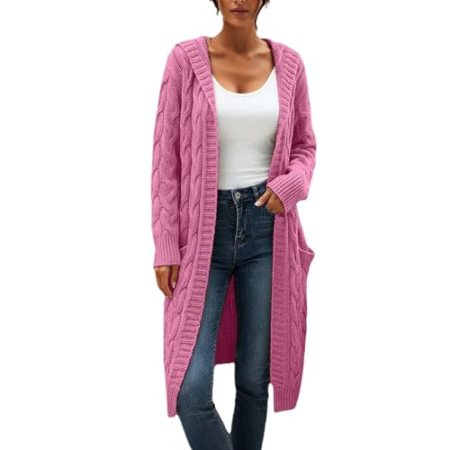Cardigan à capuche grande taille : manteau en tricot ouvert avec poches pratiques pour femme