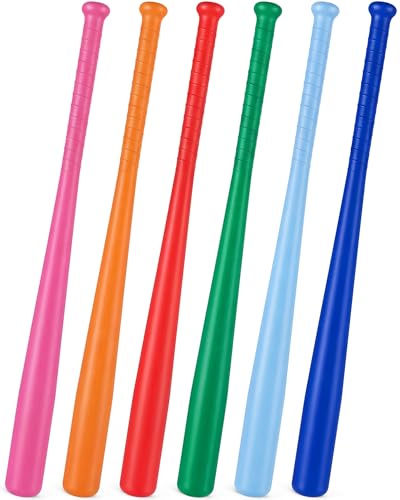 Liliful 6 Pieces Plastic Baseball Bat 29.5 Inch Mixed Color Solid Lightweight Plastic Bat with Molded Grip Handle for Baseball Practice Festival Gift Party Decoration