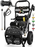 4200PSI Gas Pressure Washer 4.0GPM Gas Power Washer 212CC Gas Powered Washing Machine Commercial High Pressure Washer with 32ft Hose&5 Nozzles for Patio Garden Yard Vehicle (Black with 32ft Hose)