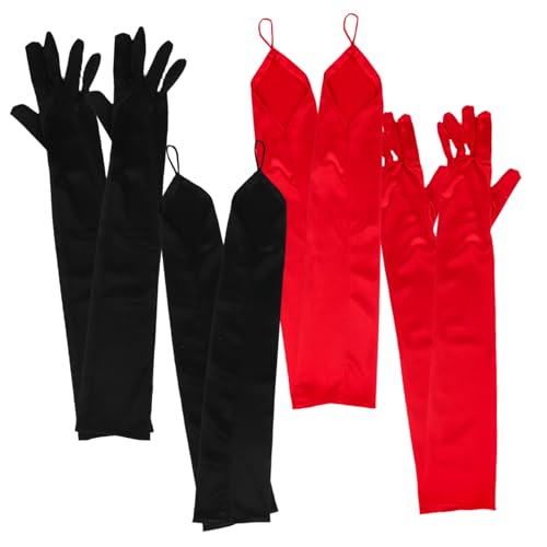 Didiseaon 4 Pair Women Long Satin Gloves Elbow Dress Accessories for Weddings Prom Tea Parties Luxurious Satin Texture Skin Friendly Comfort Extended Arm Coverage