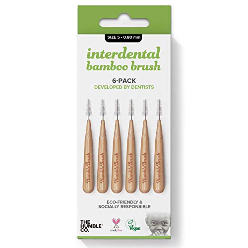 Humble Interdental Brush Cepillos interdentales de bambú - Tamaño 5-0.80 mm - verde - paquete de 4 (4 x 6 piezas)