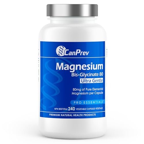 CanPrev Magnesium Biglycinate Chelated 80mg Ultra Gentle 240 V-Caps 80-Day Supply - Supports Muscle Function, Bone Strength & Relaxation, Promote Comfort & Balance - Vegan, Non-GMO and Gluten-Free