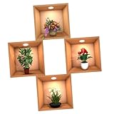 ledmomo 4個 花鉢植物の壁デカール 剥がせる粘着式ウォールステッカー リビング 寝室 教室用装飾 壁の小傷隠しに