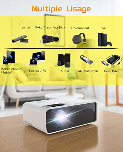 Image of Projector, ELEPHAS WiFi Mini Projector Full HD 1080P, 15000 Lux Portable Projector Compatible with iOS /Android /Tablet /PC /TV Stick /USB