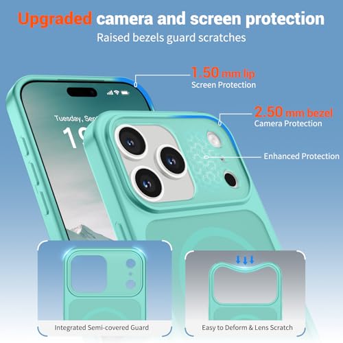 Image of SUPFINE Magnetic for iPhone 17 Pro Max Case Blue Green | (Compatible with MagSafe)(Military Grade Drop Protection)(Camera Protection)Translucent Matte Phone Cover