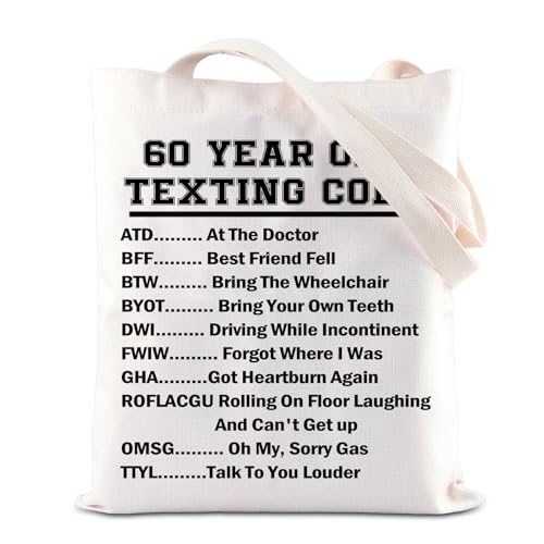 Bolsa Tote con código de texto para cumpleaños 60 miniatura 1