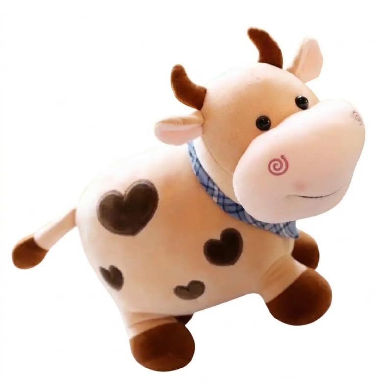 Image of HUG 'n' FEEL SOFT TOYS Brown Cow Soft Toy Plush Stuffed Animal - Lightweight Cute Huggable Cow Doll for Kids, Babies & Girls | Birthday Gift & Room Decor