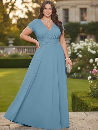 Image of KOH KOH Womens Sexy Cap Short Sleeve V-Neck Flowy Cocktail Gown