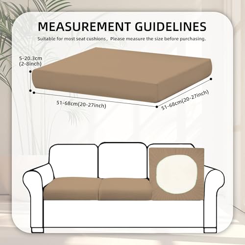 Image of BIETYONE 8Pcs Stretch Patio Cushion Covers,Outdoor Couch Covers Replacement,Outdoor Couch & Sofa Slipcovers,for Patio Furniture Cushion Covers,Washable Reusable Furniture Protector (Khaki, Cover Only)