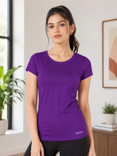 Image of Women Polyester Stretch Regular Fit Round Neck Half Sleeve T-Shirt (Pack of 1)