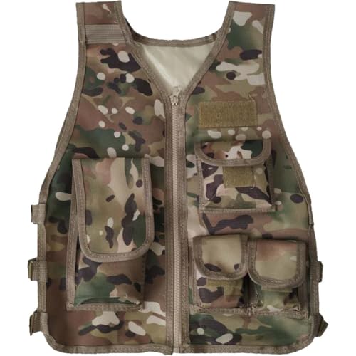 Zghhc Sportväst för barn, kamouflagevest, sportväst med flera fickor, fältstridsträning, utomhusspel