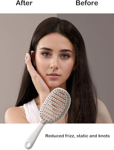 Image of Detangling Hair Brush Comb for Women Men,Curved Vented Detangler Paddle HairBrush for Wet Dry Damaged All Types Of Hair,Self Cleaning Hair Brush (Mint Green)