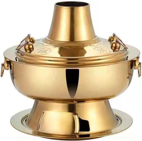 Olla de Hot Pot China de Cobre con Carbón 30 cm miniatura 1