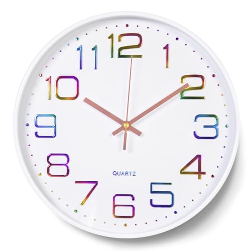 YSWOVUO 30cm Wanduhr Lautlos, 3D Ziffern Wanduhr Ohne Tickgeräusche, Modern Wand Uhr Analog Leicht zu Lesen, 12 Zoll Leise Wall Clock Deko für Wohnzimmer Küche Büro Schule Kinderzimmer