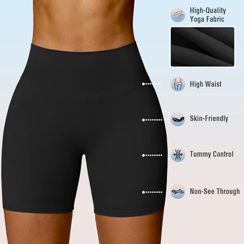 MOREFEEL 3 Pack Workout Gym Shorts Women-5" Seamless Butt Lifting Tummy Control Plus Size Seamless Booty Biker Shorts2