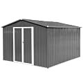12 x 10 FT Metal Garden Shed, Outdoor Storage Shed with Heavy-Duty Steel Construction, Built-in Punched Vents & Hinged Door, Free Padlock for Secure Backyard, Patio & Garage Storage, Grey