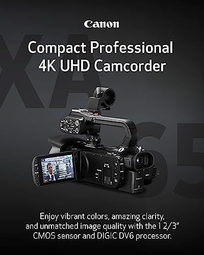 Image of Canon XA65 Pro Camcorder 1 /2.3 inch 4K UHD CMOS Sensor, 20x Optical Zoom, 800x Digital Zoom, Image Stabilization, 3G-SDI, HDMI, USB Live Streaming, Time Stamp On-Screen Display Recording, XLR Audio Inputs