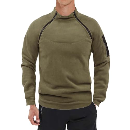 Men's Tactical Fleece Jacket Quarter Zip Outdoor Warm Pullover FAL Winter Fashion Long Sleeve Mock Neck Sweatshirts