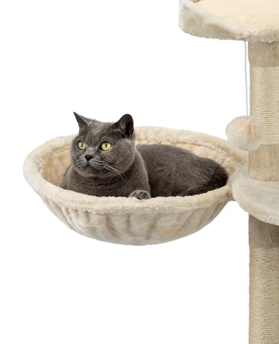 lionto Liegemulde aus weichem Plüsch für Kratzbaum, Ø 40 cm, 15 cm Tiefe, kuschelige Schlafmulde...
