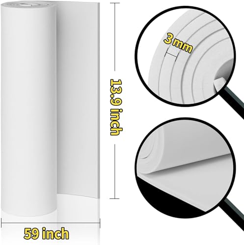 Image of 2-Pack White Eva Foam Cosplay Sheets roll, Premium eva Craft Foam 3mm Thick, 13.9 inch x 59 inch, High Density 86kg /m3 for Cosplay Costume, Crafts, DIY Projects by MEARCOOH