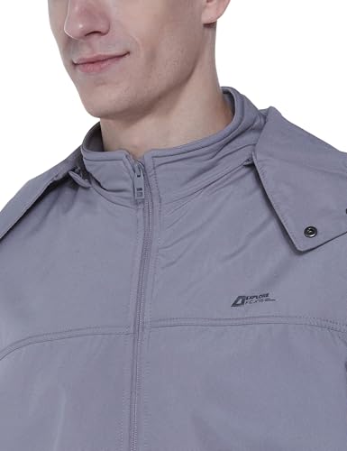 Image of Qube By Fort Collins Men's Light Winter Jacket - Lightweight Hooded Jacket for Men with Detachable Hood | Full Zip Warm All-Season Bomber Jacket with Side Pockets for Winter Wear, Travel & Daily Use