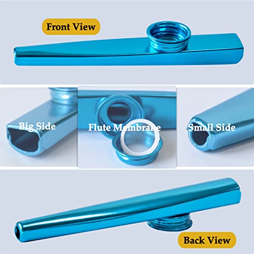 Metal Kazoo, Mini Kazoo For Kids/Adults, Kazoos Musical Instruments With 6Pcs Kazoo Membrane, Fit For Party, Ukulele, Violin, Keyboard Piano (Blue Lip Kazoos)… #TOP3