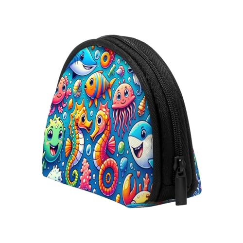 Portable Coin Purse Dolphin-Shark-Seahorse Mini Zippered Money Pouch Card Holder4
