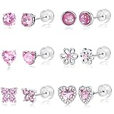 💕Set di orecchini alla moda💕 Riceverai 6 paia di orecchini in argento sterling, 5 paia di orecchini con zirconi e 1 paio di orecchini con opale, che include orecchini a forma di cuore, orecchini a forma di farfalla, orecchini rotondi, orecchini a fiore.ecc. Orecchini a bottone semplici e piccoli, delicati e carini, puoi indossarli da soli o come secondo o terzo foro, perfetti con altri orecchini, più scelte per l'uso quotidiano.