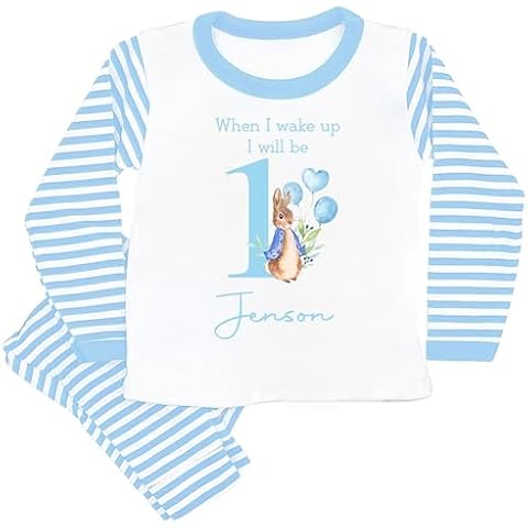 Personalised Blue Rabbit Birthday Pyjamas Cover