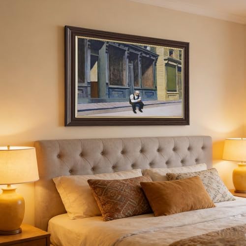 Toile Sunday Edward Hopper avec cadre - Solution déco pour habiller un petit mur - 4