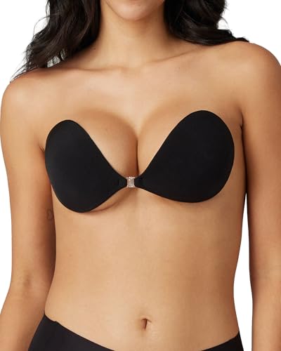 Image of Niidor Adhesive Bra Strapless & Backless - Push Up Invisible Stick on Bra Deep Black