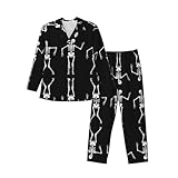 Kfjghhl Cool Skeleton - Conjunto de pijama de manga larga para hombre, conjunto de pijama de manga larga para hombre, ropa de descanso suave con bolsillos, Negro, L