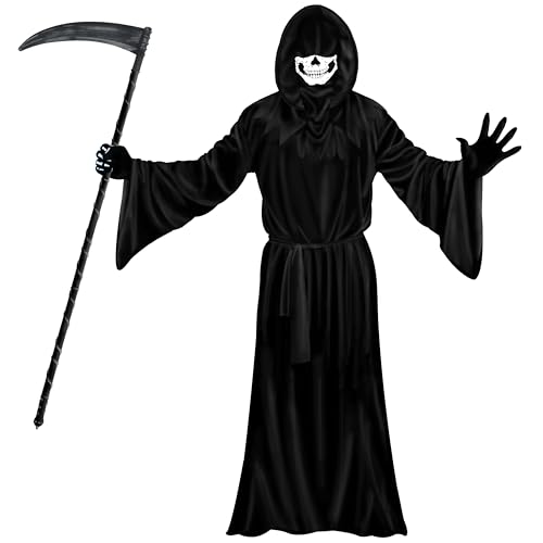 SZCXTOP Grim Reaper Costume Set for Mens & Adults, Halloween Scary Ghost Phantom Cosplay Masquerade...