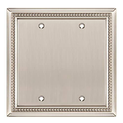 Image of Henne Bery Sunken Pearls Heavy Duty Decorative Wall Plate Switch Plate Outlet Cover (Double Blank, Satin Nickel)