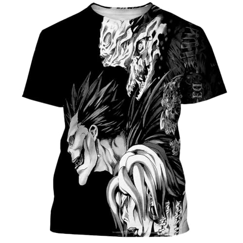 Xinchangda Death Note T-Shirt Adulte Misa Amane/Light Yagami Anime T-Shirt 3D Imprimé Graffiti Manches Courtes Tops Streetwear Casual Sweatshirt pour Femme et Homme, Type 5, XXL