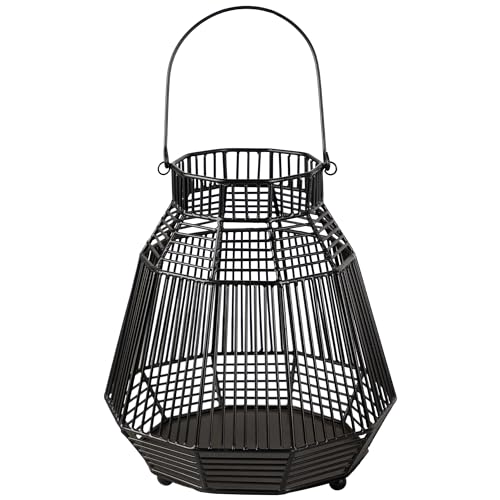 Large Geometric Iron Hurricane Candle Lantern - 11.25