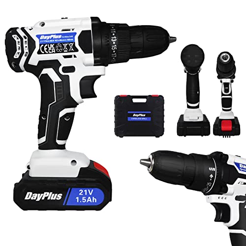 Akku-Bohrmaschine, 1500mAh wiederaufladbarer Lithium-Ionen-Akku, Akku-Anzug, elektrisch 45Nm, 21V, variable Drehzahl, Sicherheitssperre, LED-Licht, 29 Zubehör - Elektro-Akku-Schlagbohrer-Set