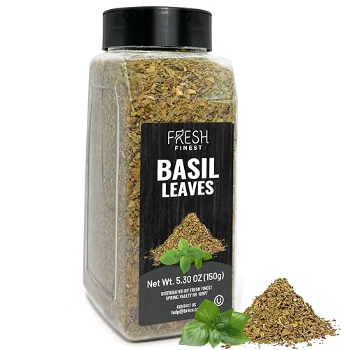 Fresh Finest Basil Leaves Spice 5.30 oz Dried Sweet Basil for Cooking Non-GMO Gluten-Free