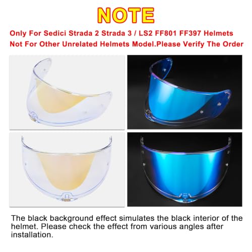 Image of PSLER Sedici Strada 2 Visor - Sedici Strada 2 and Strada 3 Face Shield Motorcycle Helmet visor Accessories Replacement for LS2 FT2 VECTOR Sedici Strada 2 Strada 3 FF801 FF397,Transparent Blue