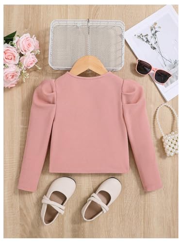 Floerns Toddler Girl's Long Puff Sleeve Cardigan Pearls Beaded Jacket Children Knitted Coat2