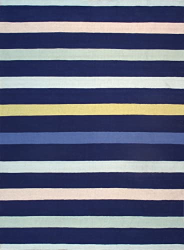 Pasargad Home Hampton Collection Alfombra de área, Tejida a Mano para Interiores y Exteriores, Sala de Estar, Patio, 4 pies 0 Pulgadas x 6 pies 0 Pulgadas, Azul