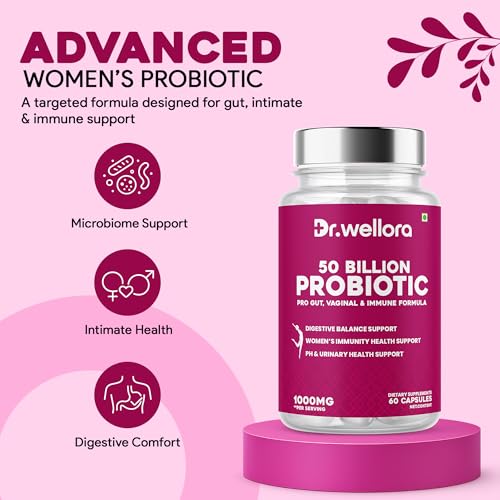 Image of Women's Probiotic 50 Billion CFU Capsules | Pre & Probiotics with Cranberry & D-Mannose | Gut, Vaginal & Urinary Health Support | pH Balance & Immunity Formula | 180 Veg Capsules