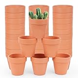26 Pack Terra Cotta, 3inch Small Clay Flowerpots with Drainage Hole, Terracotta Pot for Indoor Outdoor Plant, Great for Plants, DIY Crafts