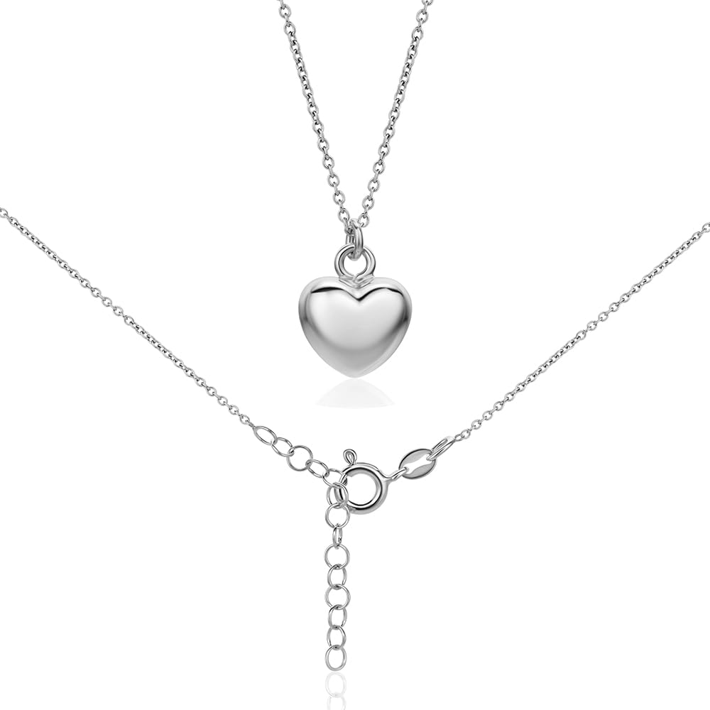 MIORE Collar Mujer Plata/Chapado en Oro 18 Quilates, Collar Corazón, Colgante Mujer de Corazón, 45cm Cadena Plata, Joyería Hipoalergénica Hecha a Mano en Italia, Joyas con Joyero