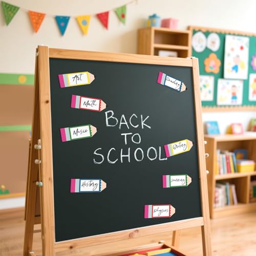 Image of Whaline 40 Pack Magnetic Dry Erase Labels 4 Colors Pencil Shaped Writable Tag Magnets Name Tag Label Plate Reusable DIY Classroom Learning Tool for Whiteboards Locker Fridge School Office Home