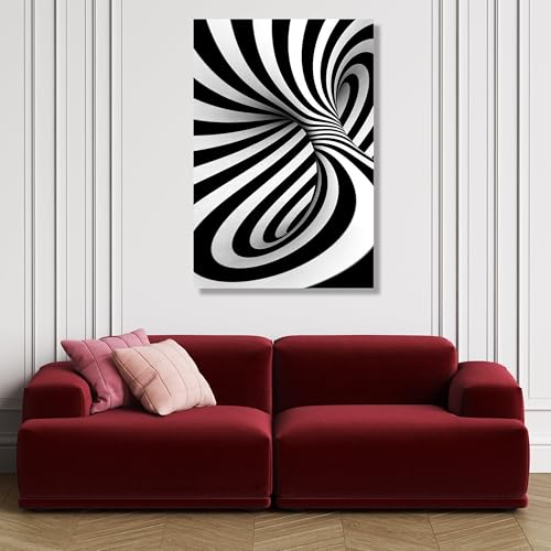 Toile effet d'optique noir et blanc grand format 80x110 - 3